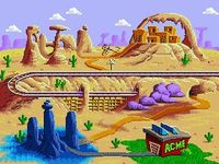 une photo d'Ã©cran de Desert Demolition sur Sega Megadrive